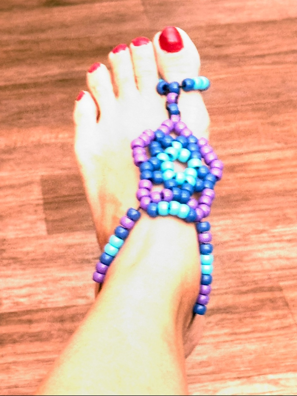 Beaded Toe-Loop Sandal in Purple and Blue - Women's custom made any colors